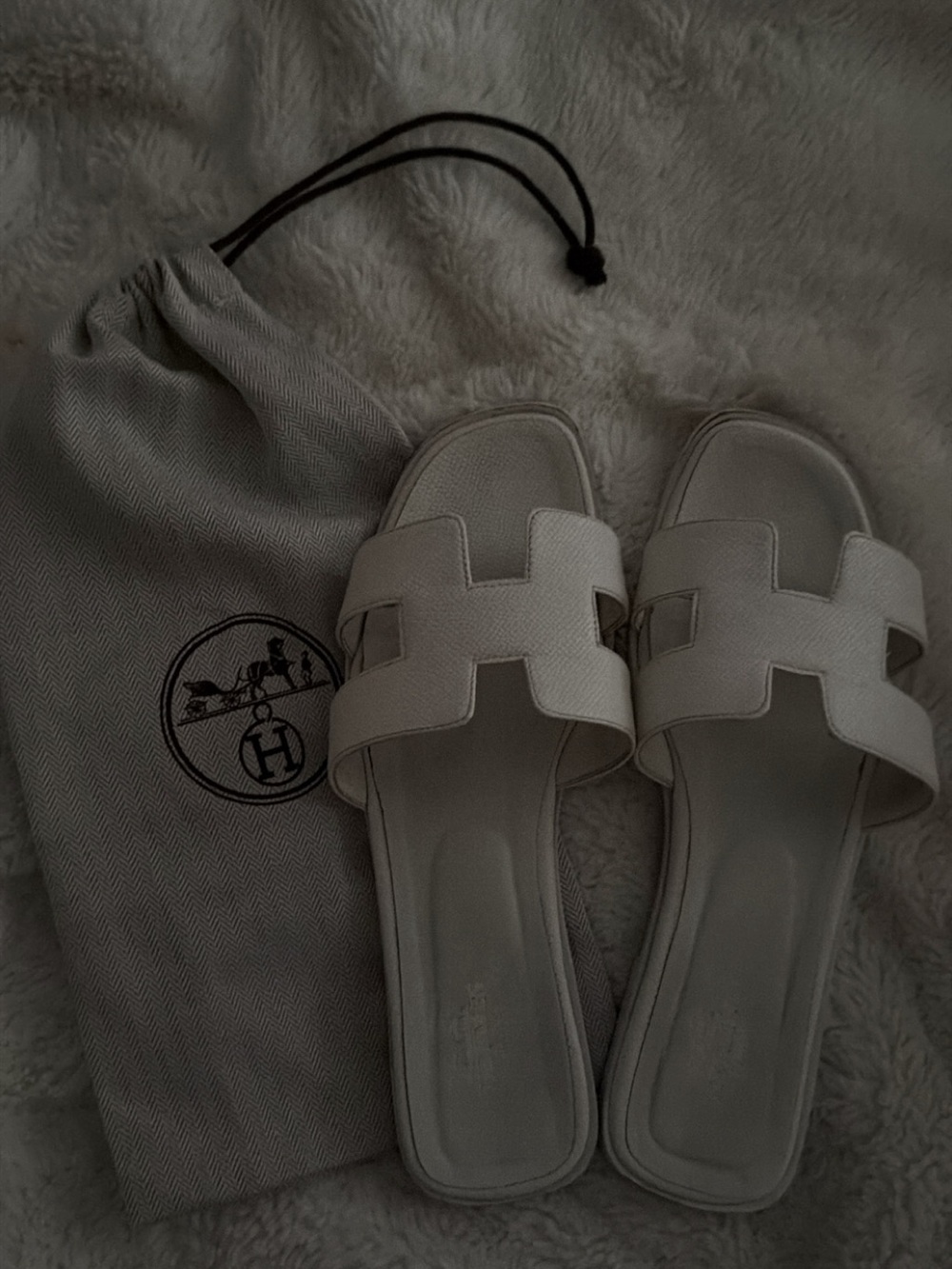White Hermes sandals